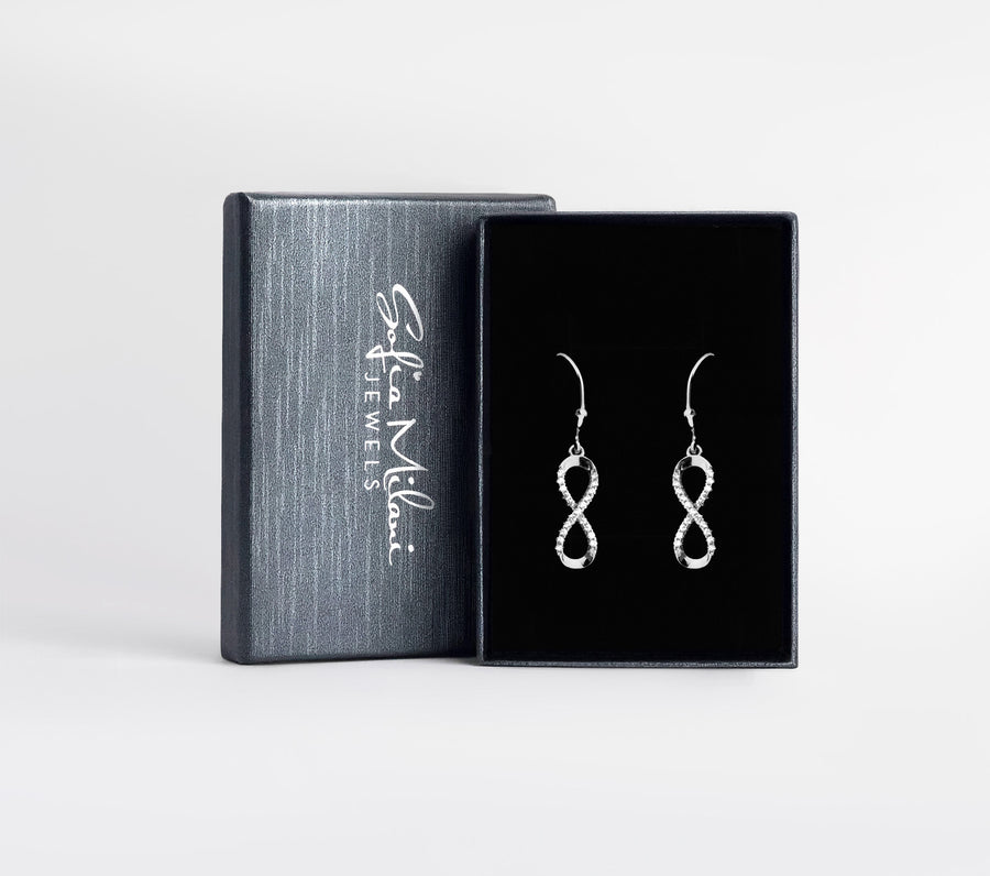 Boxansicht von Unendlich Infinity Ohrhänger in 925 Silber von Sofia Milani - E0460