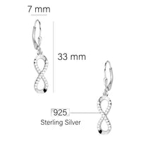 Maßenansicht von Unendlich Infinity Ohrhänger in 925 Silber von Sofia Milani - E0460