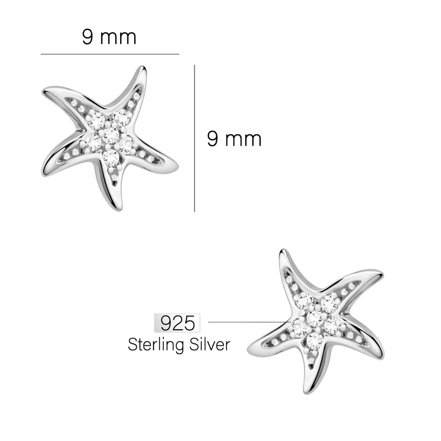 Maßenansicht von Stern Ohrstecker in 925 Silber von Sofia Milani - E0474