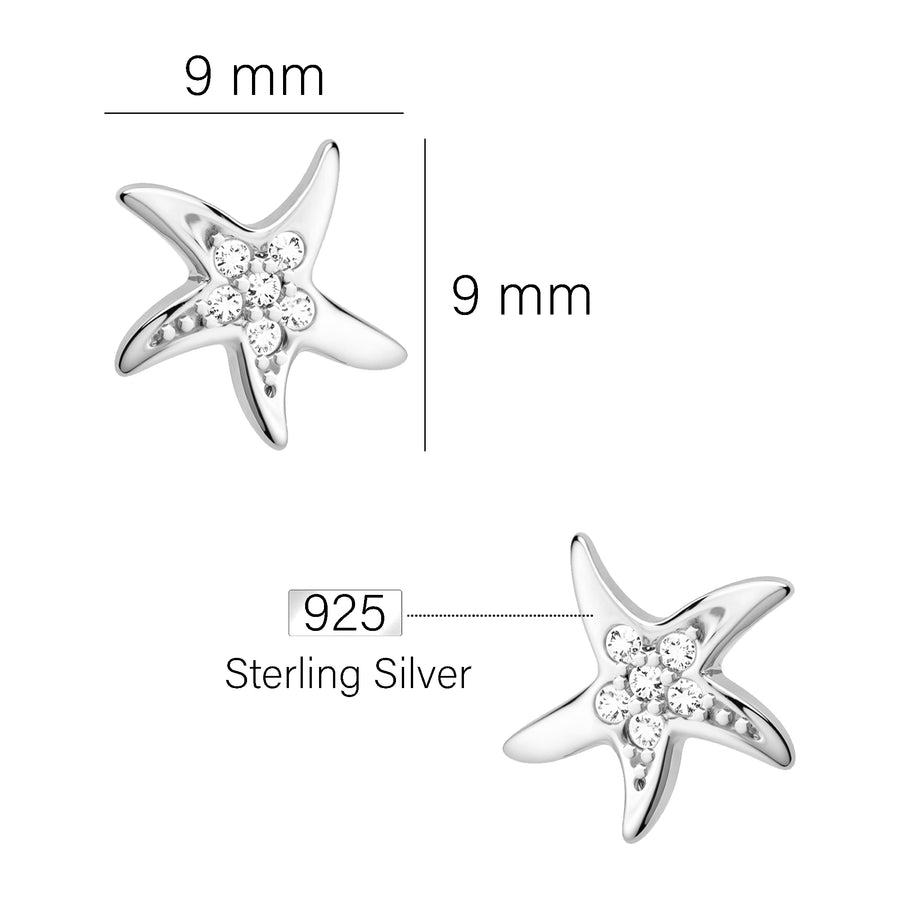 Maßenansicht von Stern Ohrstecker in 925 Silber von Sofia Milani - E0474