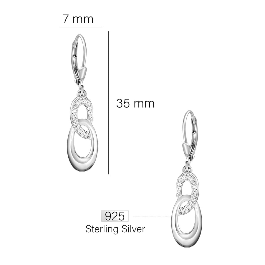 Oval Ohrhänger in 925 Silber