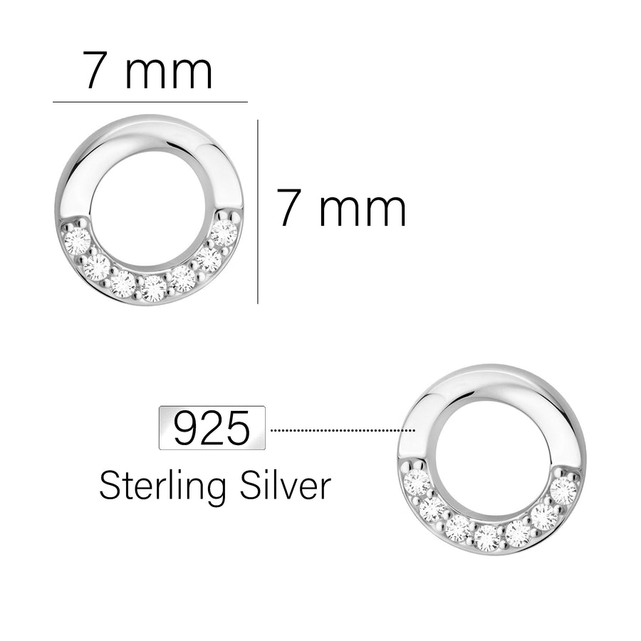 Maßenansicht von Kreis Ohrstecker in 925 Silber von Sofia Milani - E0476