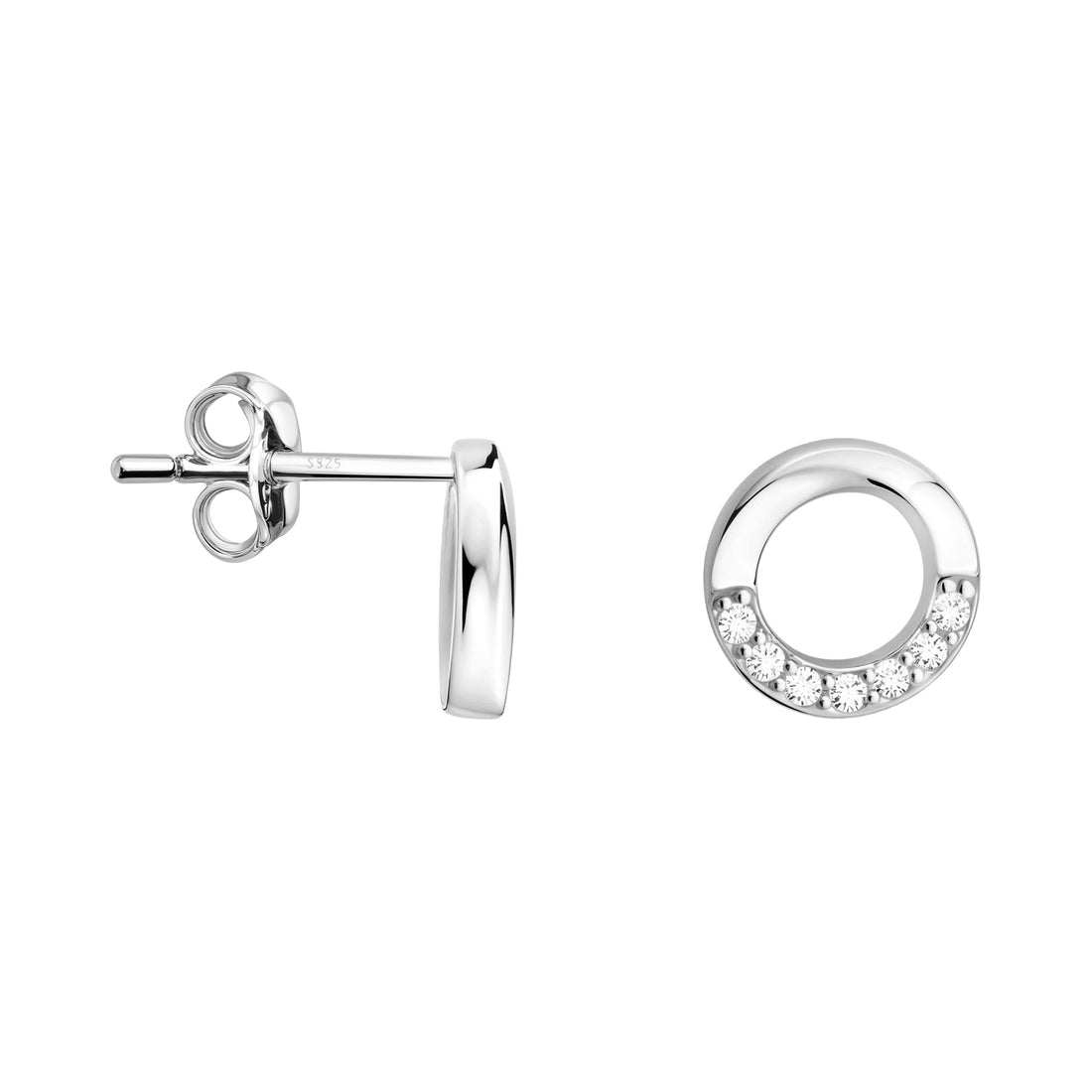 Haupt- und Seitenansicht von Kreis Ohrstecker in 925 Silber von Sofia Milani - E0476
