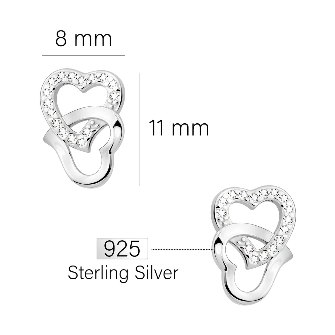 Herz Ohrstecker in 925 Silber