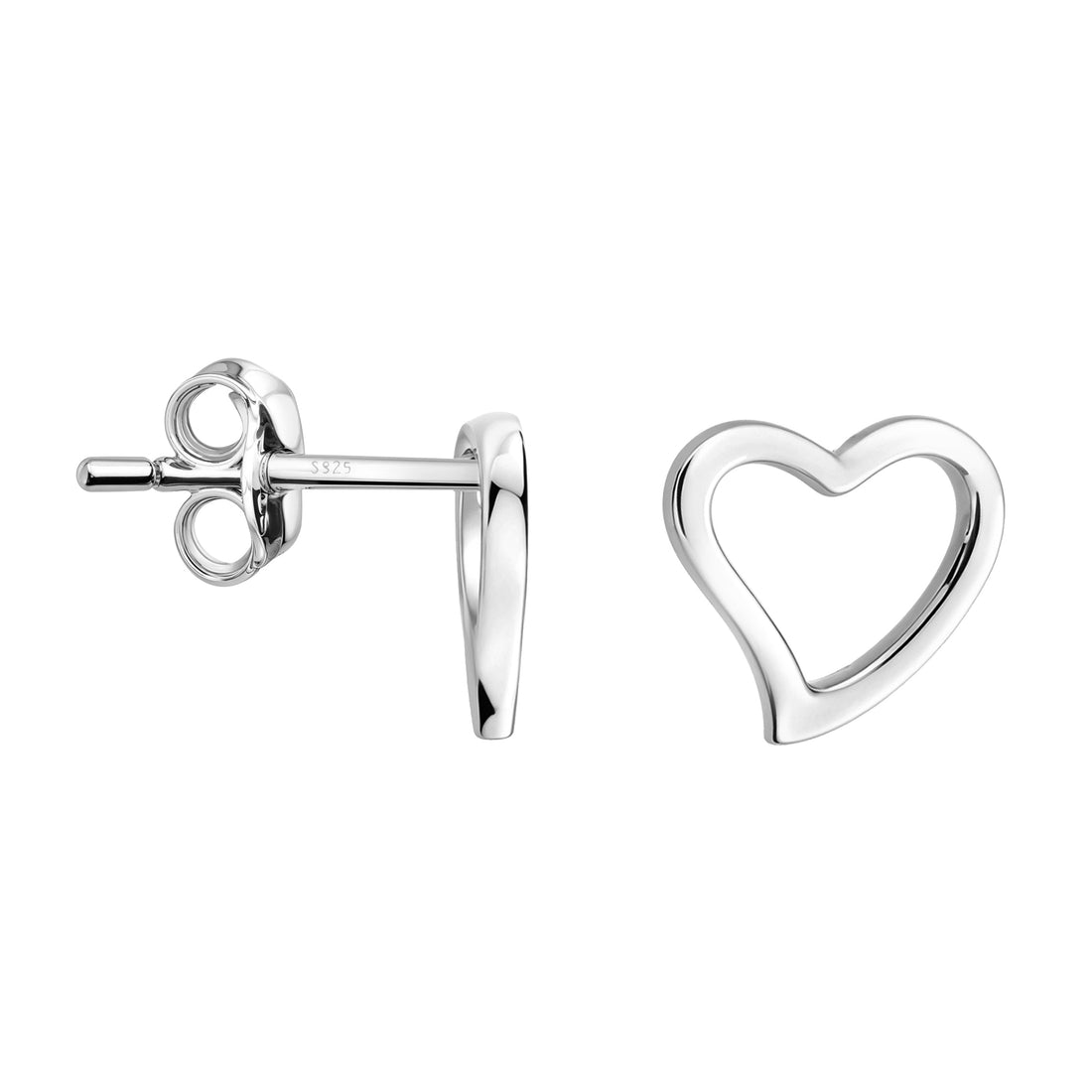 Haupt- und Seitenansicht von Herz Ohrstecker in 925 Silber von Sofia Milani - E0484