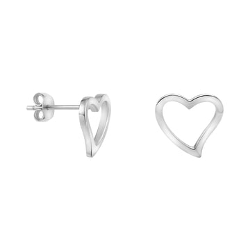 Haupt- und Seitenansicht von Herz Ohrstecker in 925 Silber von Sofia Milani - E0484