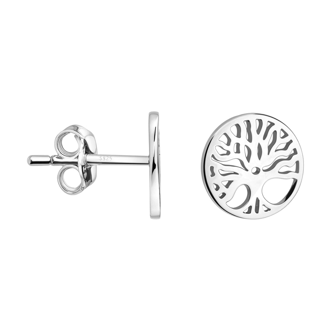 Haupt- und Seitenansicht von Baum Ohrstecker in 925 Silber von Sofia Milani - E0486