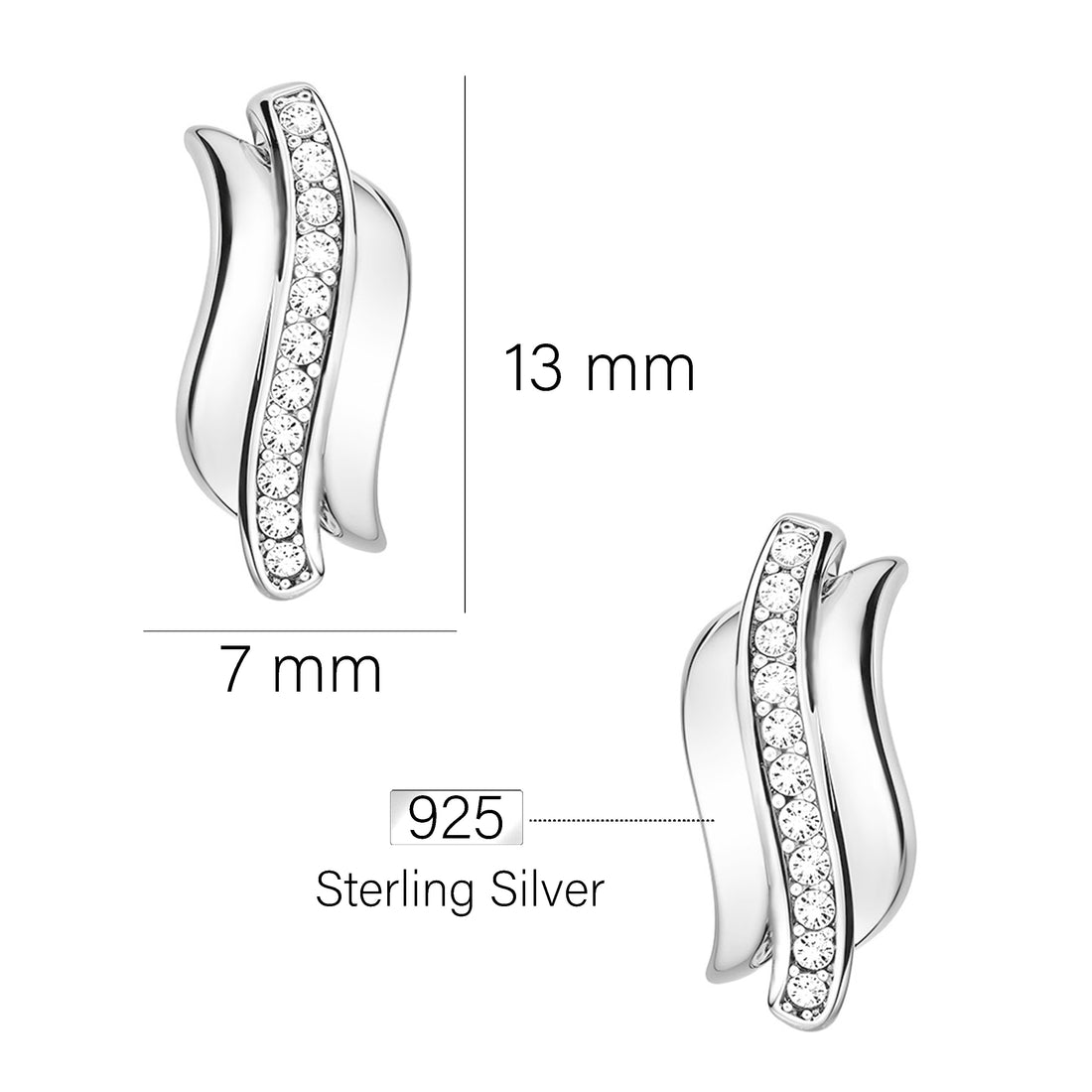 Gebogen Ohrstecker in 925 Silber