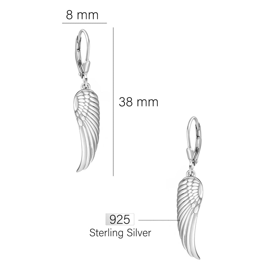 Flügel Ohrhänger in 925 Silber