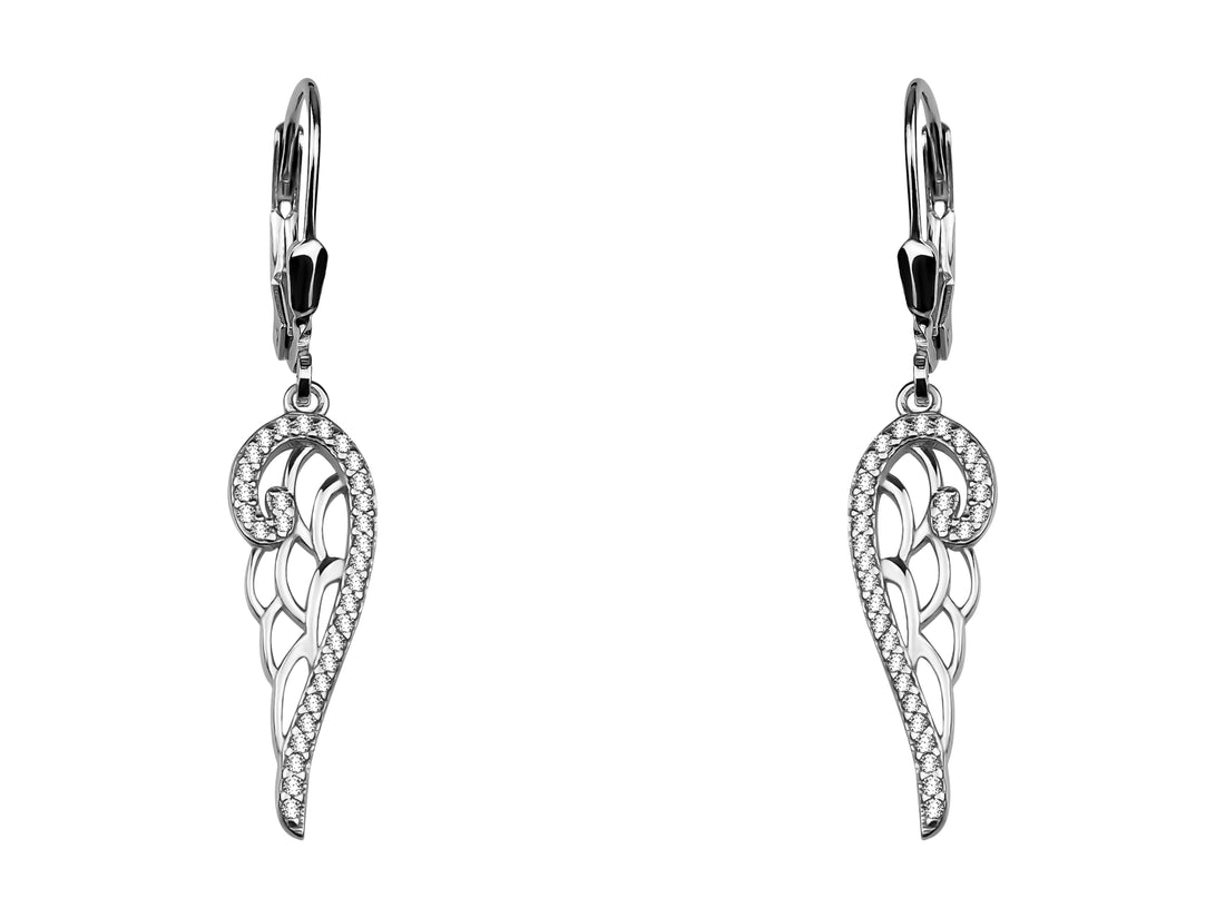 Flügel Ohrhänger in 925 Silber
