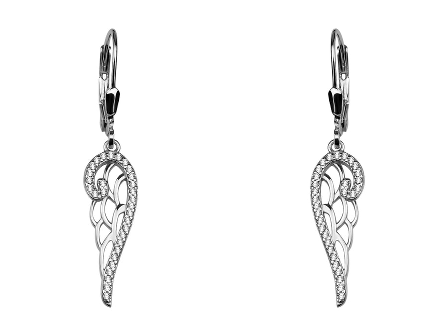Flügel Ohrhänger in 925 Silber