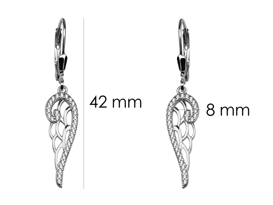 Flügel Ohrhänger in 925 Silber