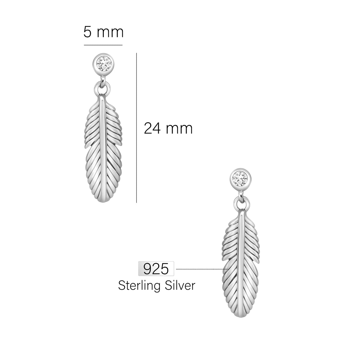 Flügel Ohrstecker in 925 Silber