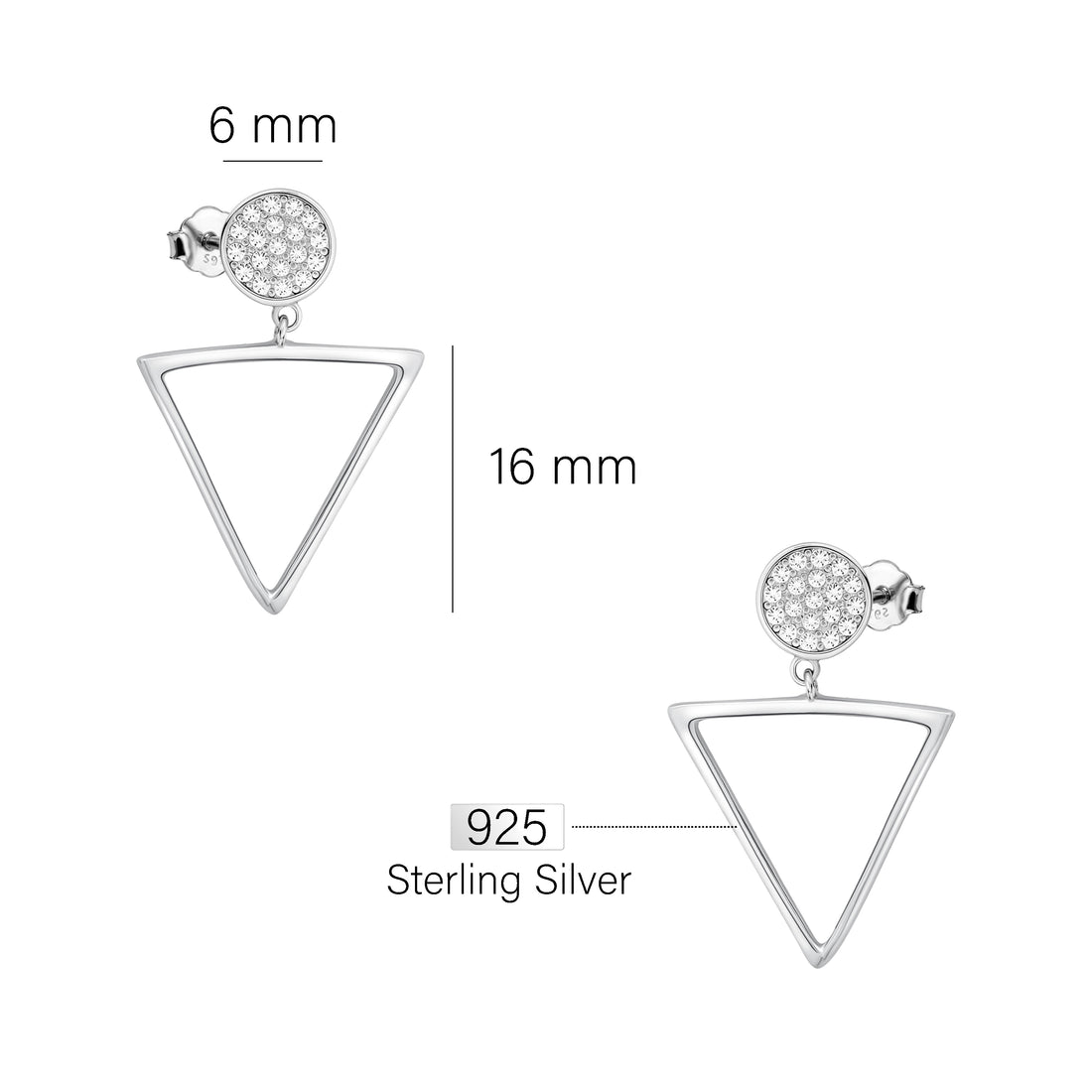 Dreieck Ohrstecker in 925 Silber