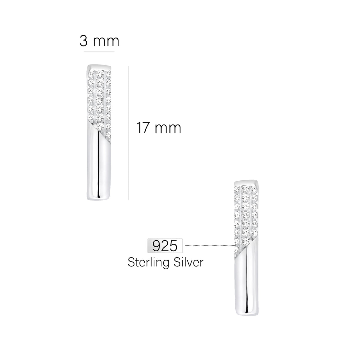 Stab Ohrstecker in 925 Silber