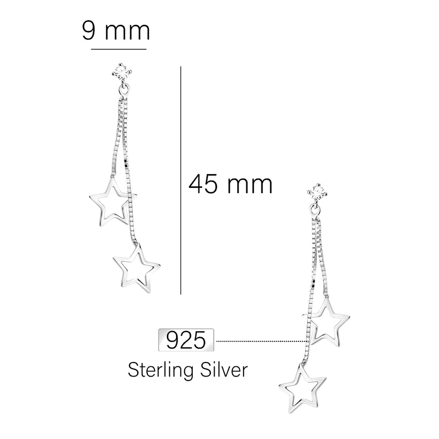 Maßenansicht von Stern Ohrstecker in 925 Silber von Sofia Milani - E0503