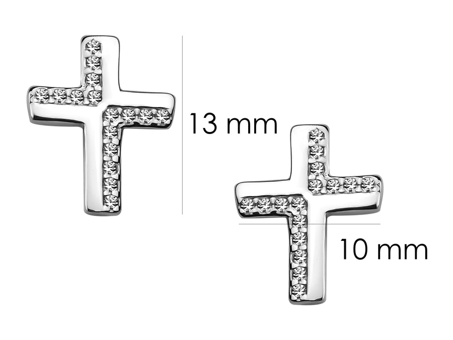 Kreuz Ohrstecker in 925 Silber