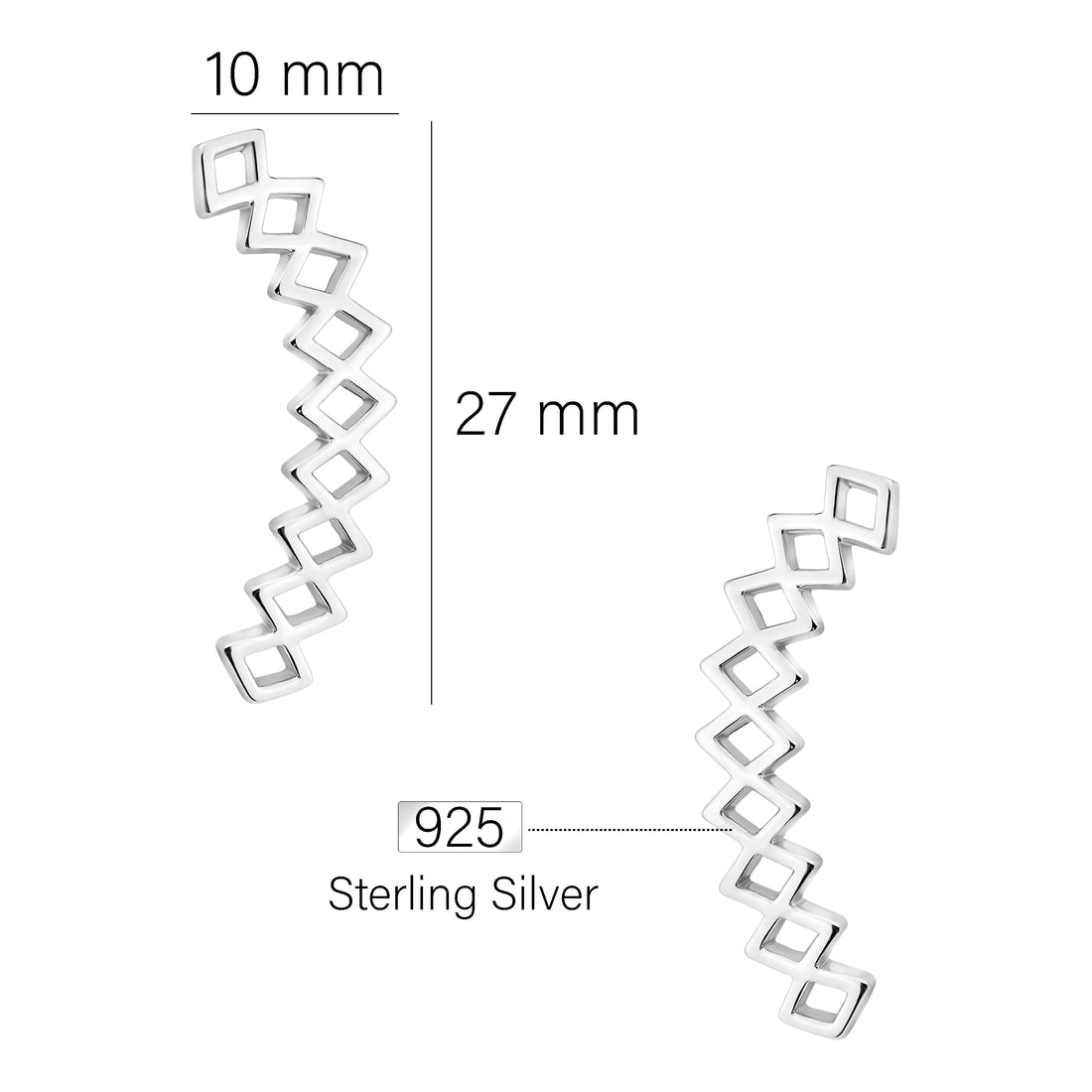 Gebogen Ohrklemme in 925 Silber