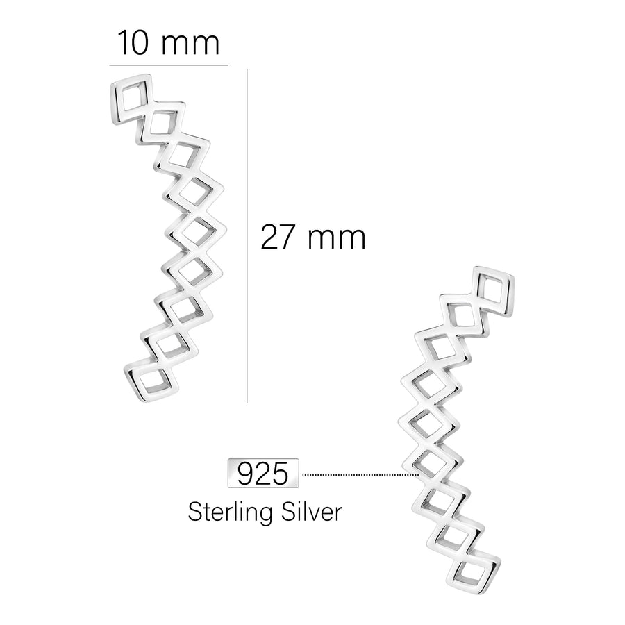 Gebogen Ohrklemme in 925 Silber