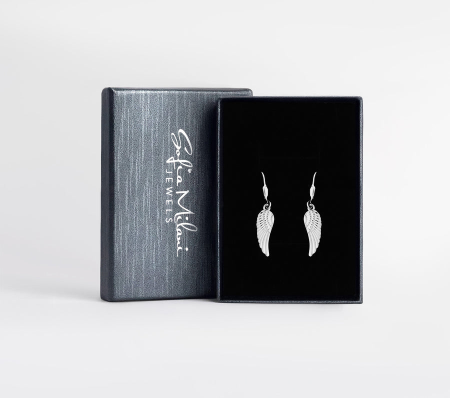 Boxansicht von Flügel Ohrhänger in 925 Silber von Sofia Milani - E0527