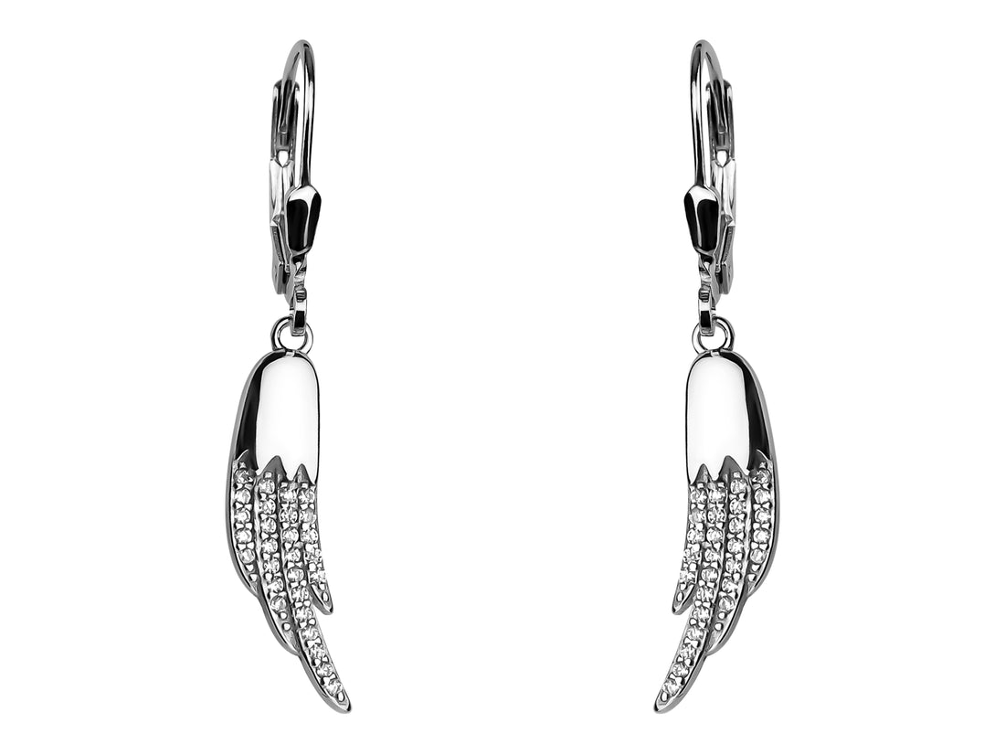 Flügel Ohrhänger in 925 Silber