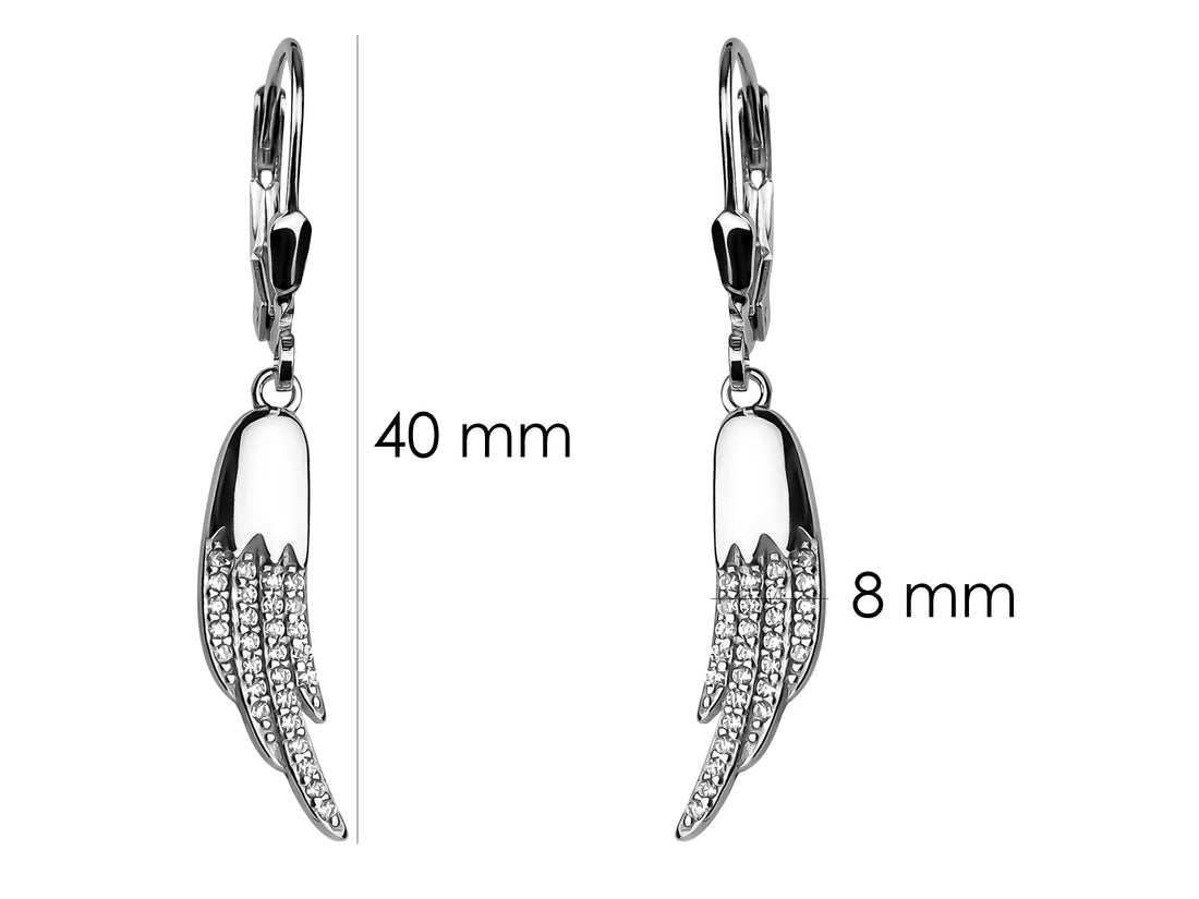 Flügel Ohrhänger in 925 Silber