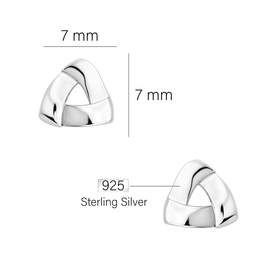 Maßenansicht von Dreieck Ohrstecker in 925 Silber von Sofia Milani - E0532