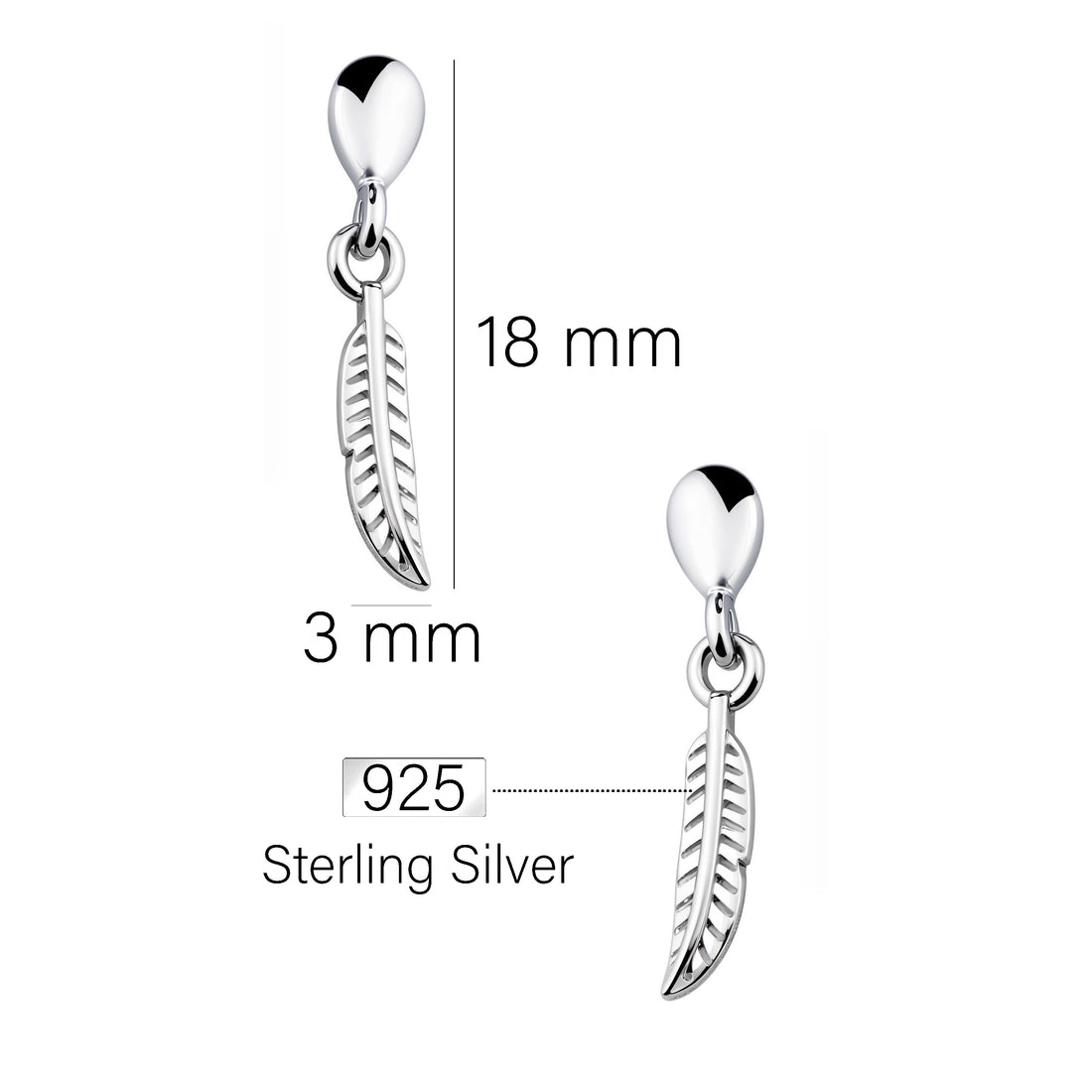 Flügel Ohrstecker in 925 Silber