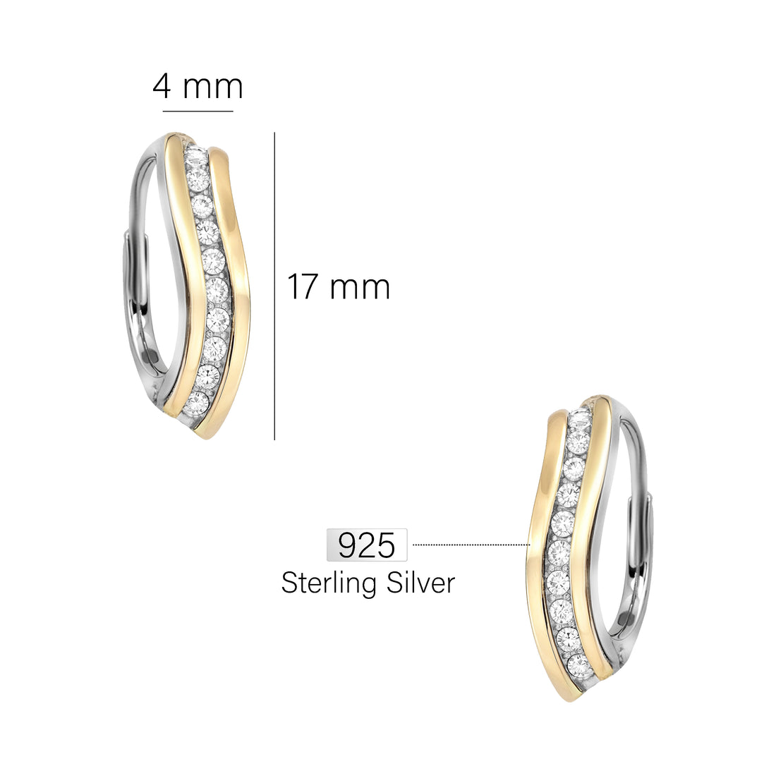 Bicolour Creolen in 925 Silber