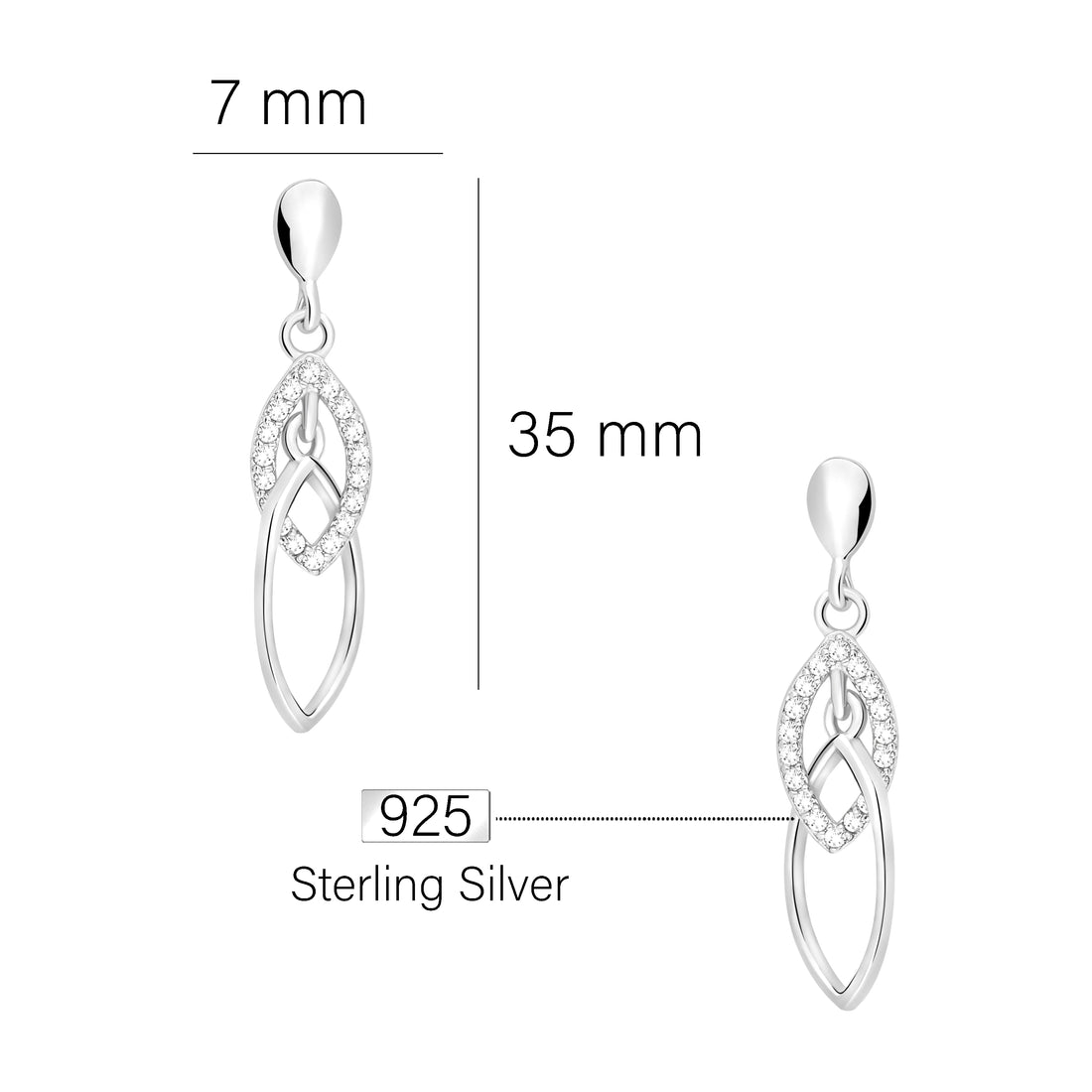 Oval Ohrstecker in 925 Silber