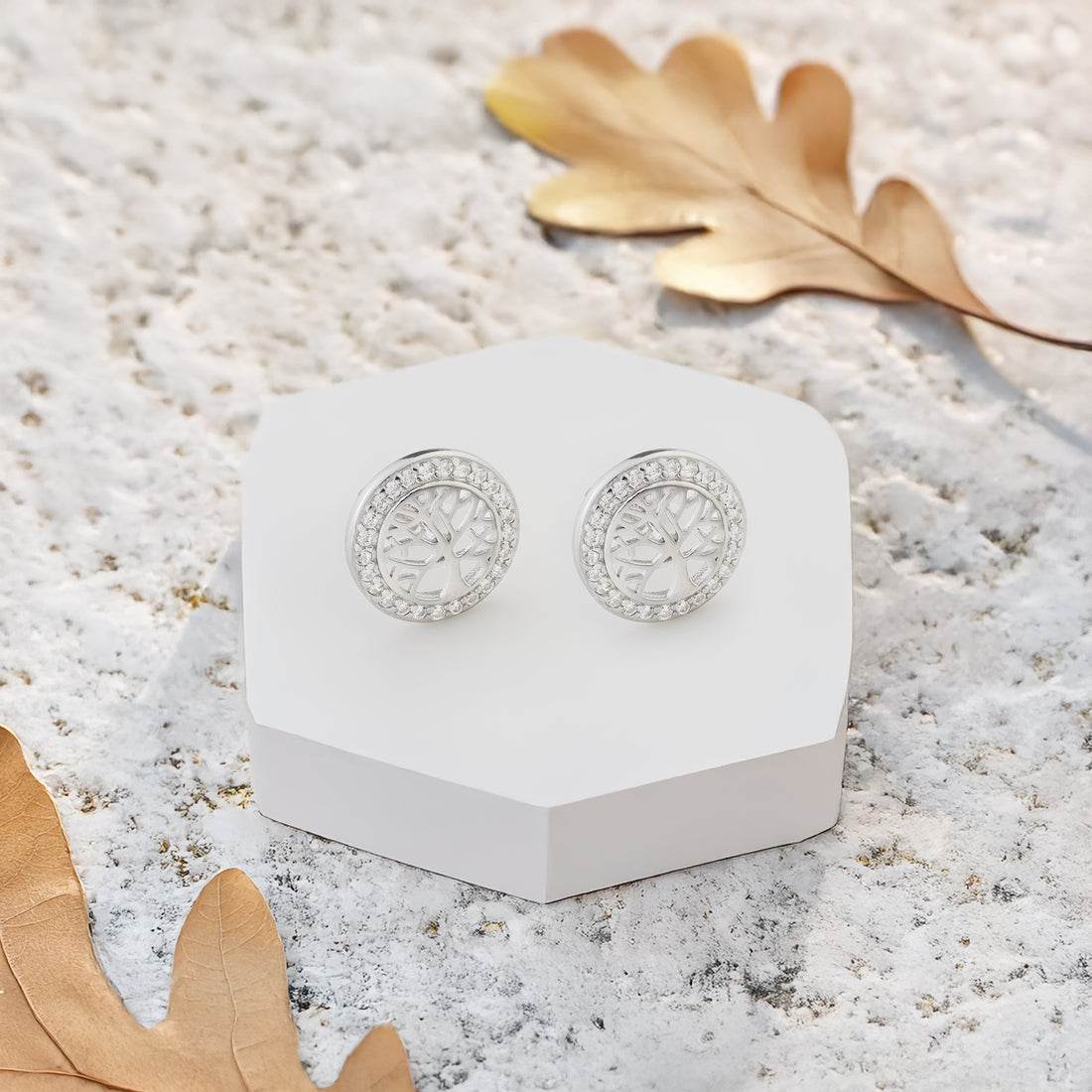 Baum Ohrstecker in 925 Silber