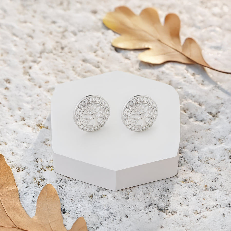 Baum Ohrstecker in 925 Silber