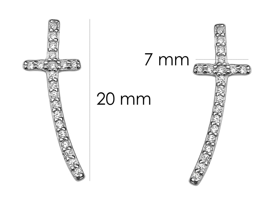 Kreuz Ohrstecker in 925 Silber