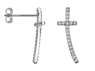 Kreuz Ohrstecker in 925 Silber