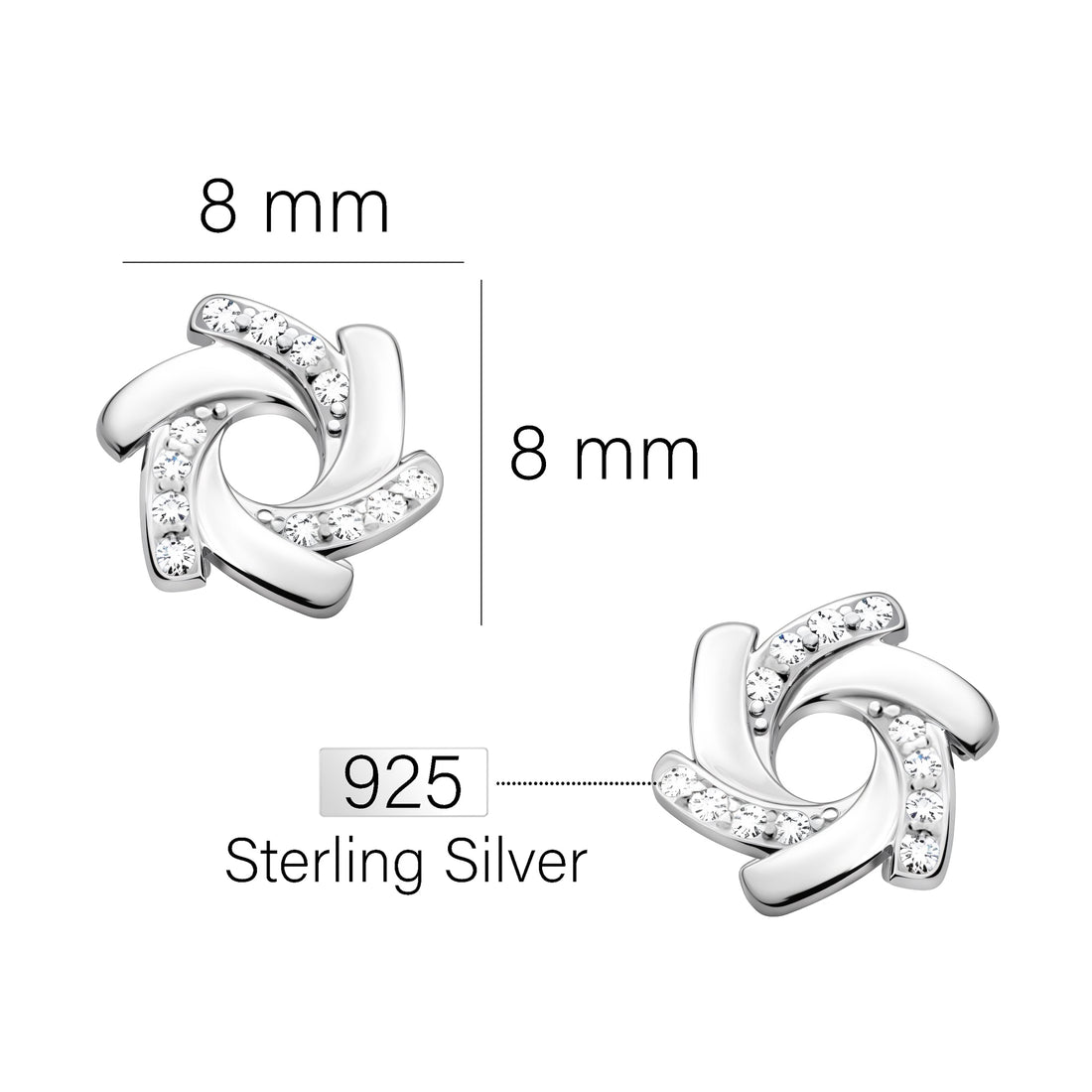Gebogen Ohrstecker in 925 Silber