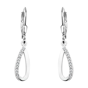 Haupt- und Seitenansicht von Oval Ohrhänger in 925 Silber von Sofia Milani - E0565