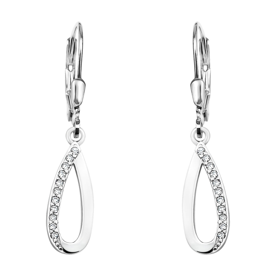 Haupt- und Seitenansicht von Oval Ohrhänger in 925 Silber von Sofia Milani - E0565