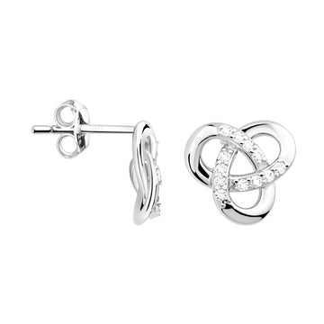 Haupt- und Seitenansicht von Knoten Ohrstecker in 925 Silber von Sofia Milani - E0569