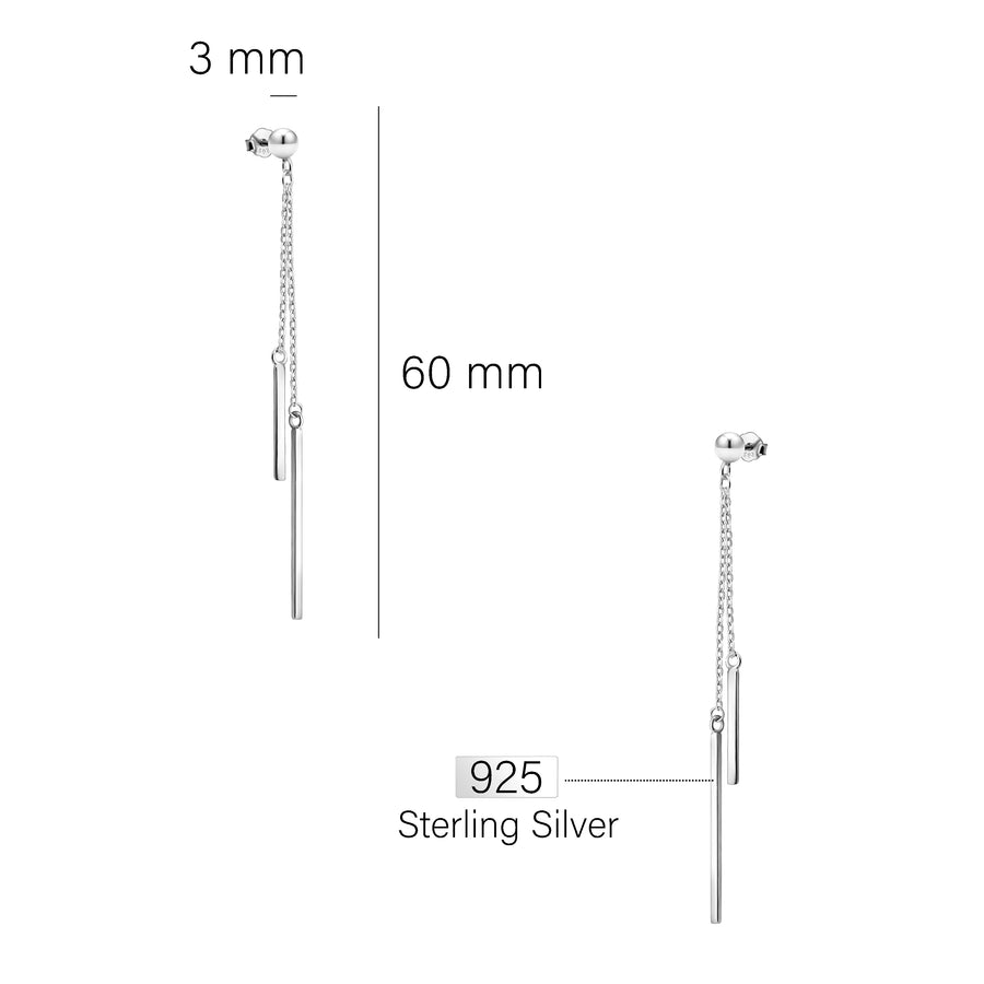 Stab Ohrhänger in 925 Silber