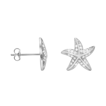 Haupt- und Seitenansicht von Stern Ohrstecker in 925 Silber von Sofia Milani - E0575