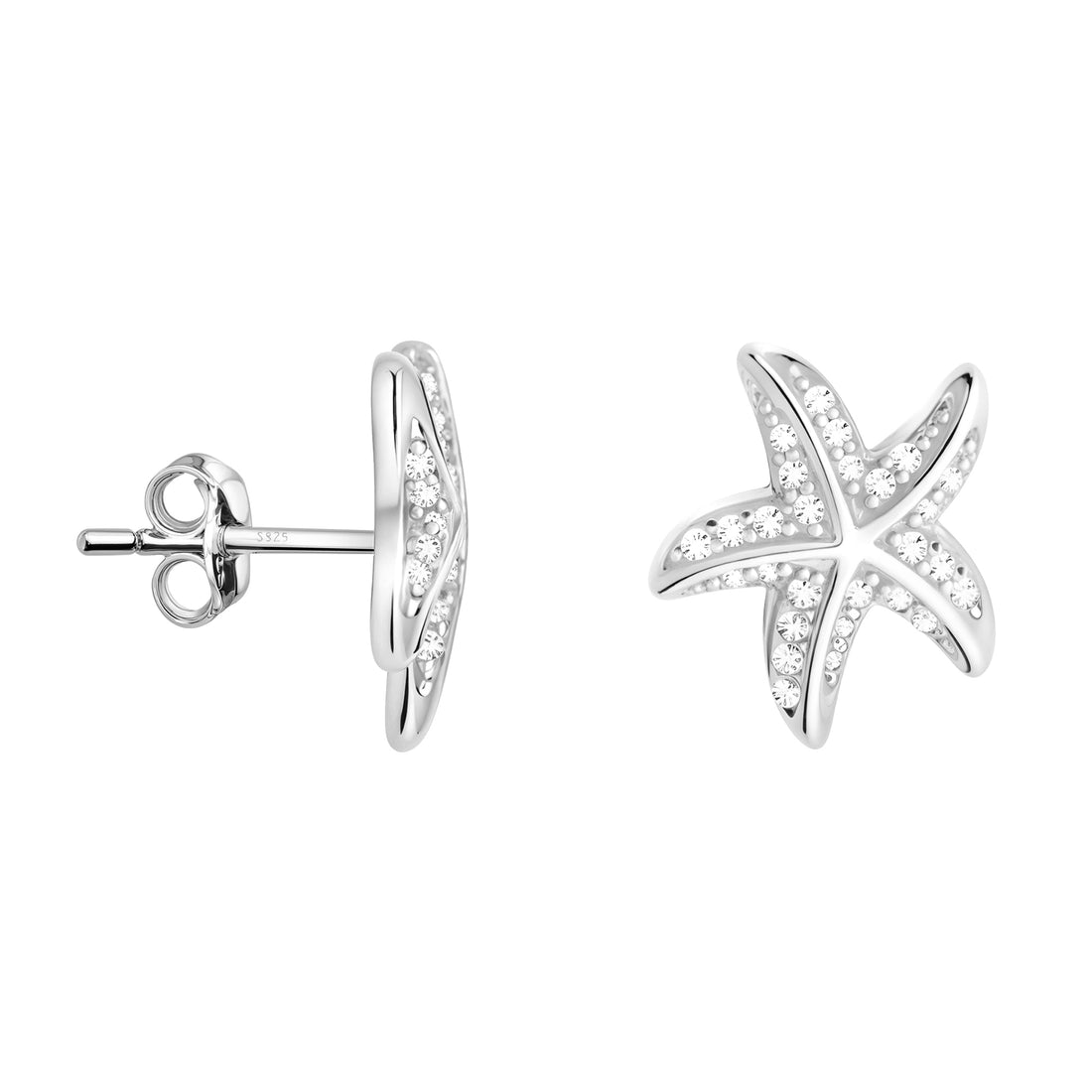 Haupt- und Seitenansicht von Stern Ohrstecker in 925 Silber von Sofia Milani - E0575
