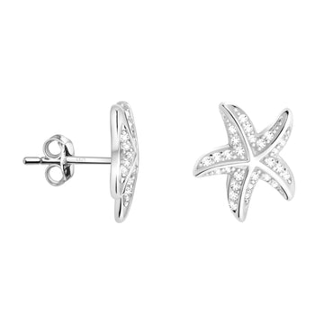 Haupt- und Seitenansicht von Stern Ohrstecker in 925 Silber von Sofia Milani - E0575
