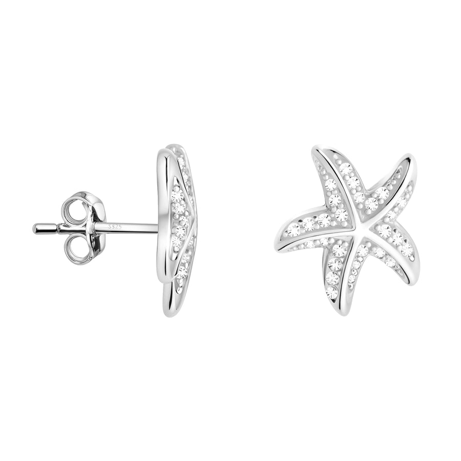 Haupt- und Seitenansicht von Stern Ohrstecker in 925 Silber von Sofia Milani - E0575