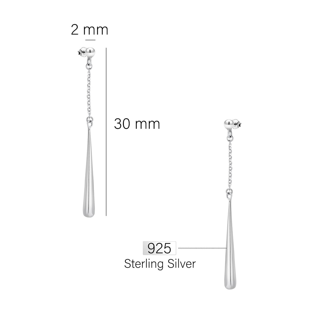 Tropfen Ohrhänger in 925 Silber