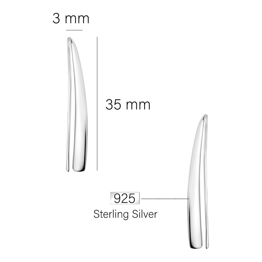 Gebogen Ohrhänger in 925 Silber