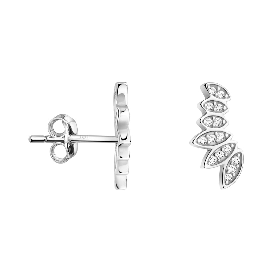 Haupt- und Seitenansicht von Blatt Ohrstecker in 925 Silber von Sofia Milani - E0590