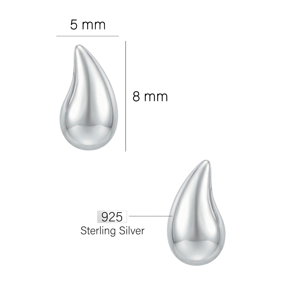 Tropfen Ohrstecker in 925 Silber