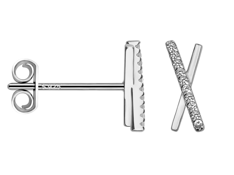 Kreuz Ohrstecker in 925 Silber
