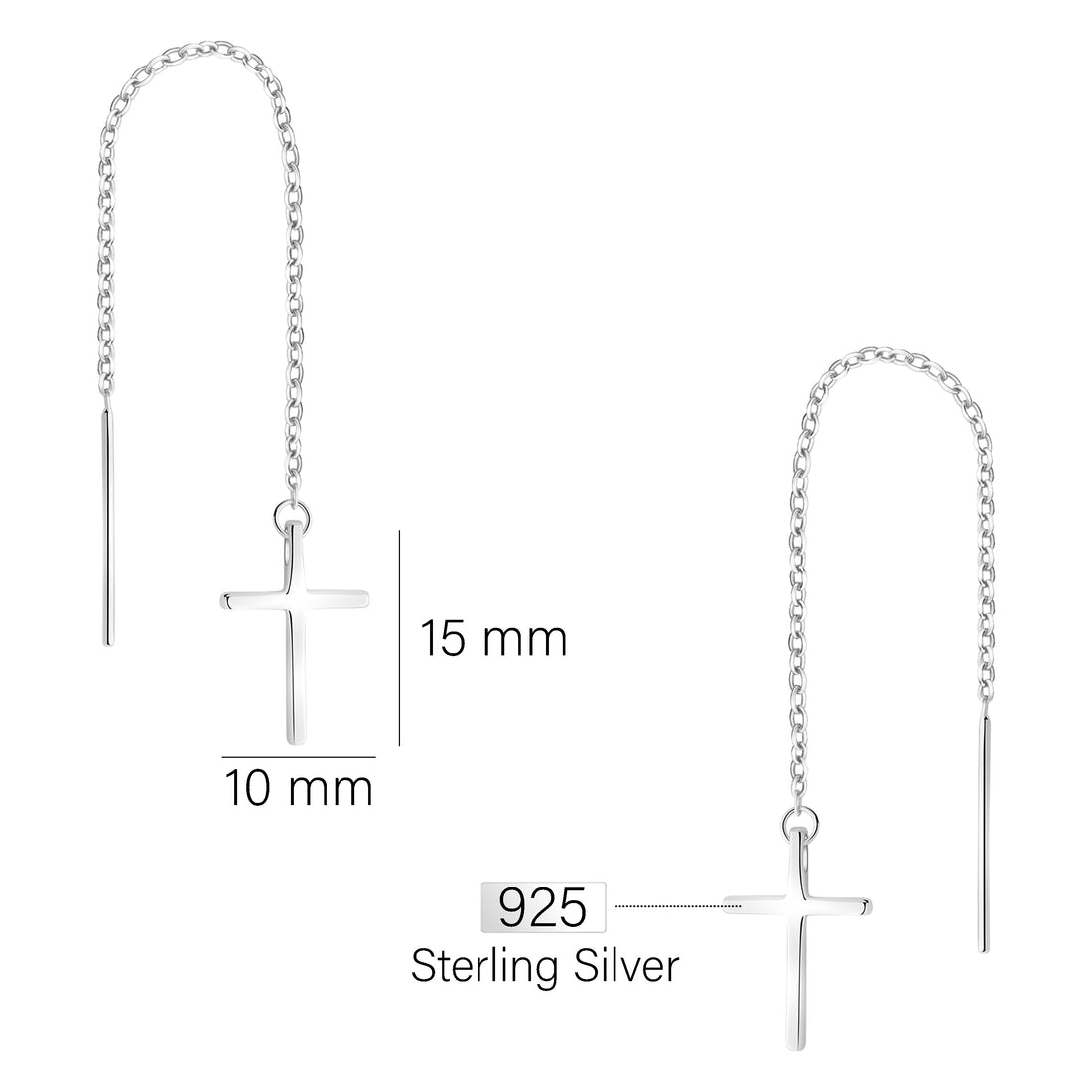 Kreuz Durchzieher in 925 Silber