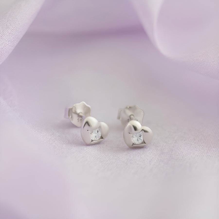 Herz Ohrstecker in 925 Silber